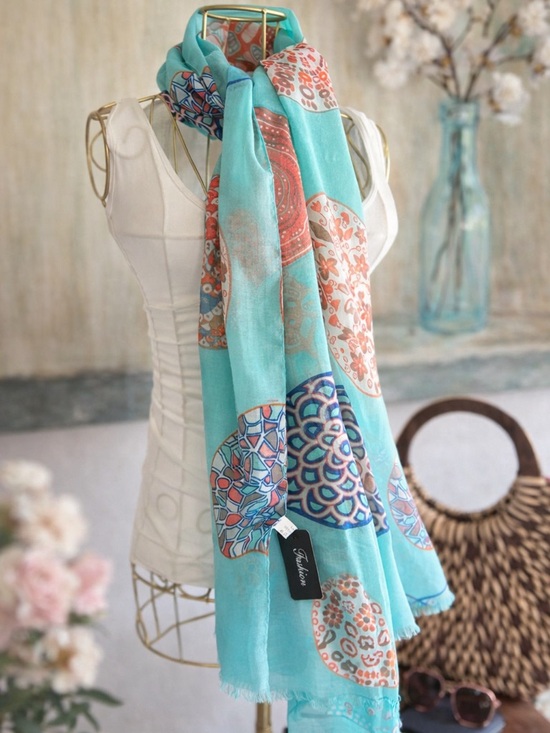 Accessories - NWT Turquoise Boho Viscose Scarf Wrap 72x34 Lightweight Beach